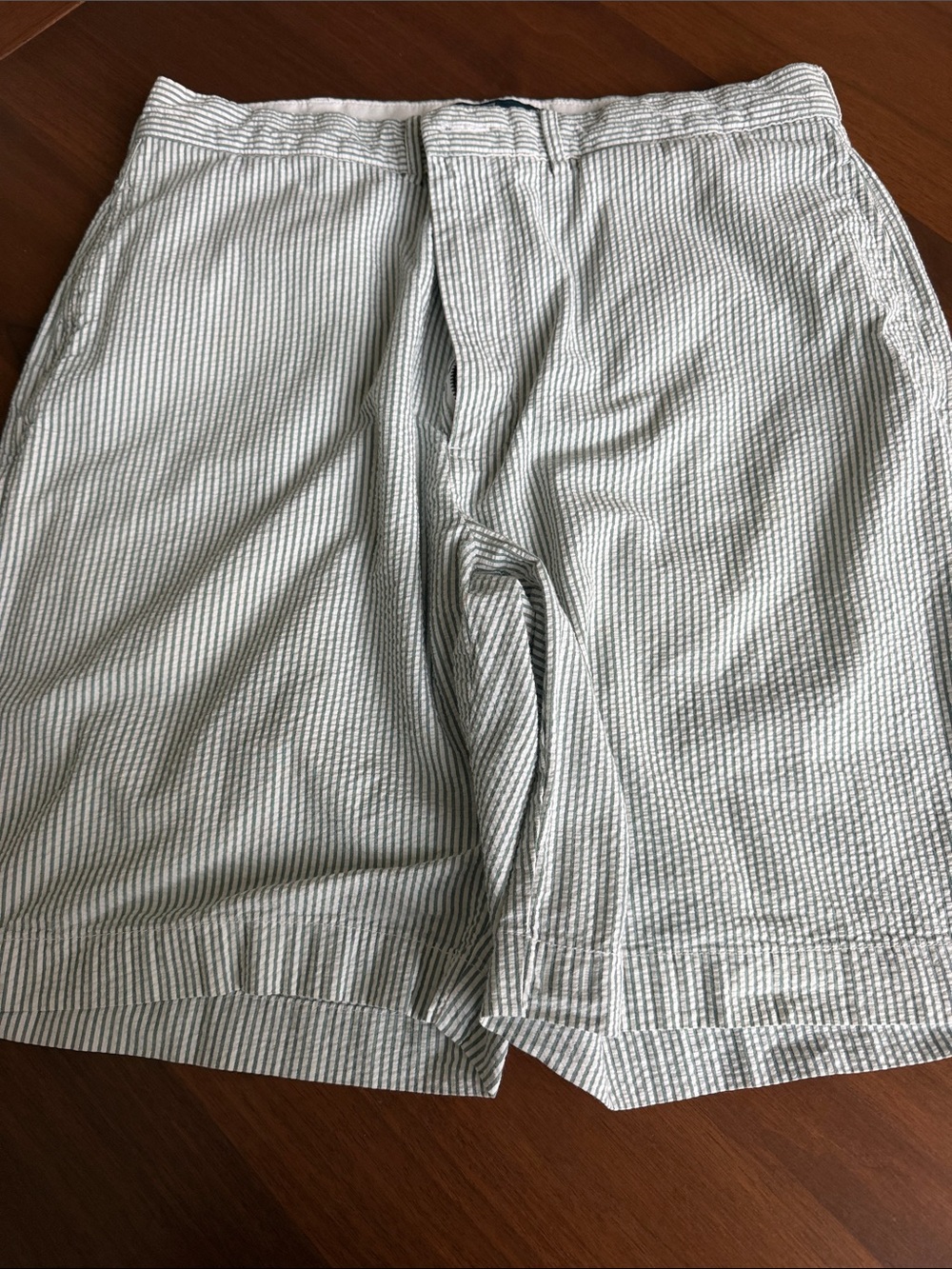 Men's POLO RL Willis Seersucker Shorts - Light Blue stripe size 36